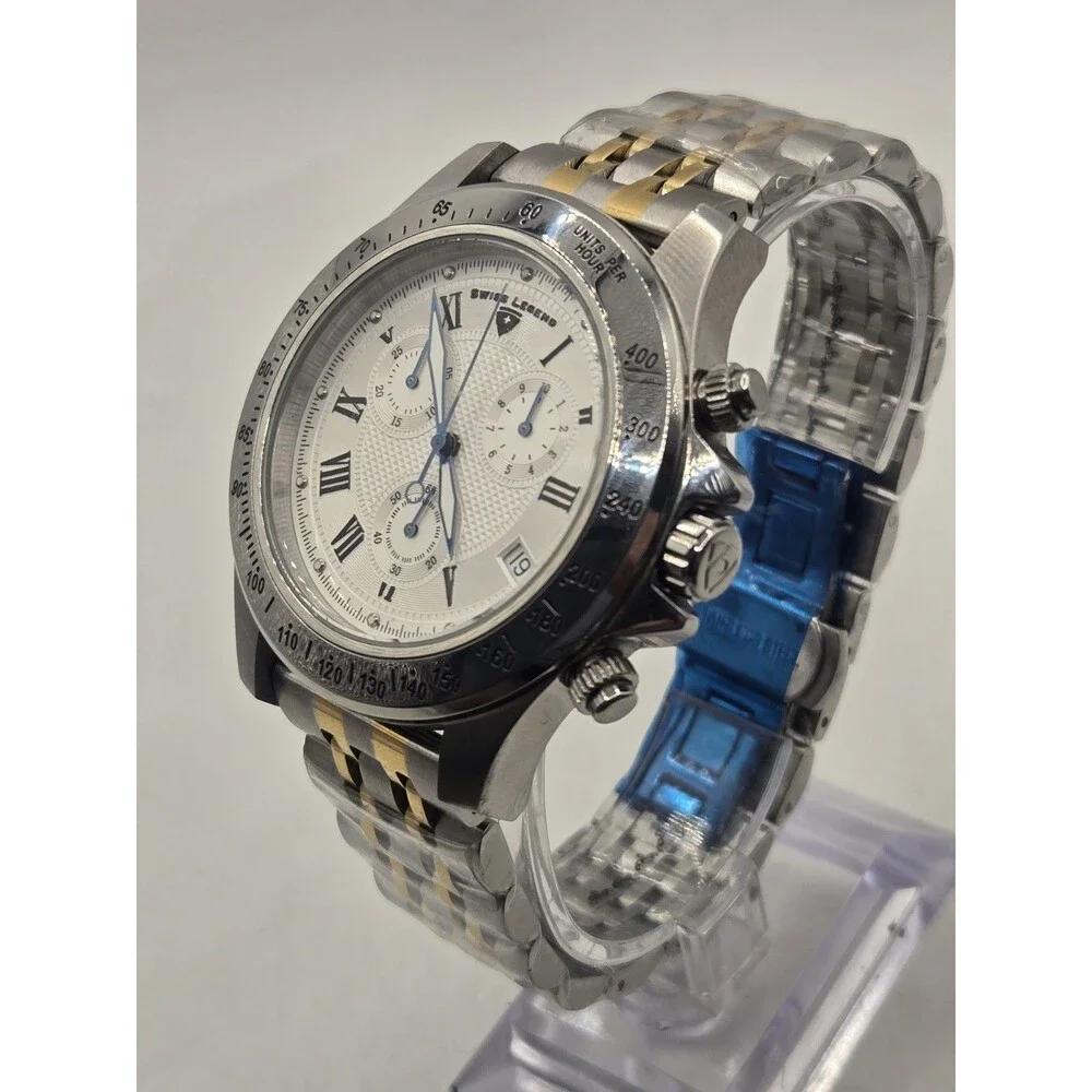Swiss Legend Chronograph Quartz Men's Watch. New Two Tone Stainless Steel Band.